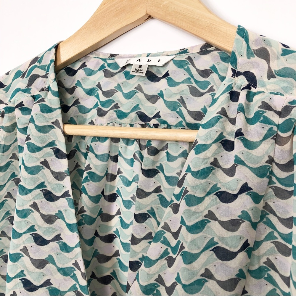 CAbi Sheer Faux Wrap Bird Tweet Tank - Picture 2 of 6